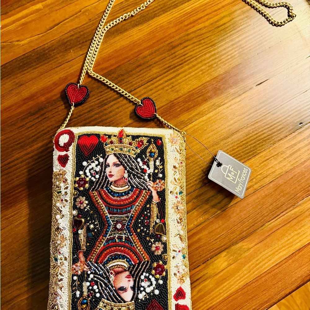 Mary Frances Queen of Hearts Beaded Crossbody